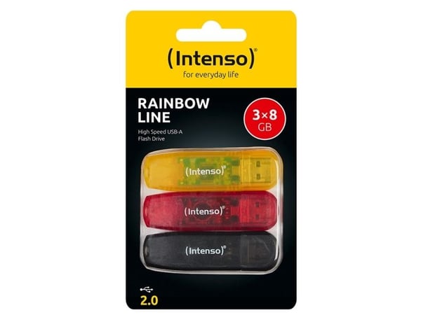 Intenso 3502463, 8 GB, USB Type-A, 2.0, 28 MB/s, Med lokk, Flerfarget