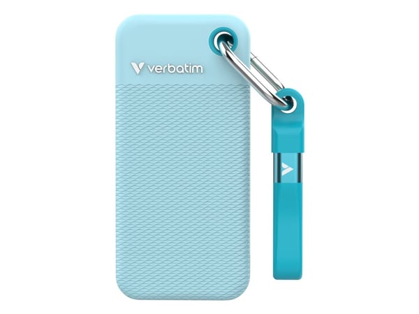 Verbatim Pocket - Color Edition - SSD - 1 TB - nøkkelring med kabelfestet - ekstern (bærbar) - M.2 - USB 3.2 Gen 2 (USB-C kontakt) - poplarblå