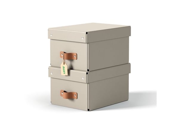 Leitz Puro Oppbevaringsboks med lokk, liten, 7L, 100 % resirkulert kartong, pakke med 2, Grå, Kartong, 7 l, 200 mm, 280 mm, 150 mm