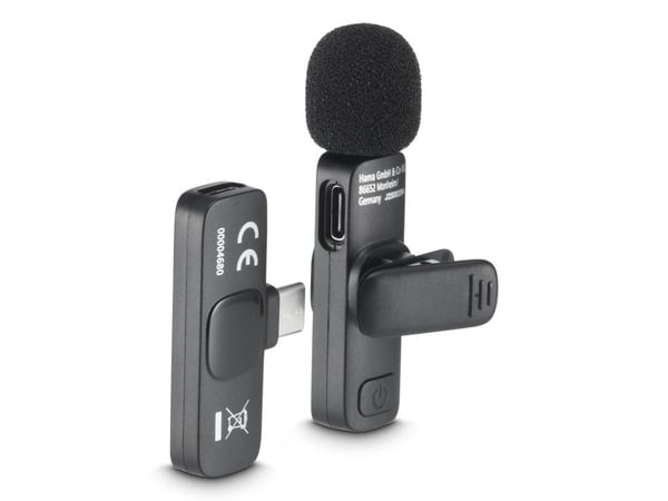 Hama Smart Wireless, Lavalier-/langaton mikrofoni, -38 dB, 80 - 16000 Hz, 2200 O, Suuntaukseton, Langaton