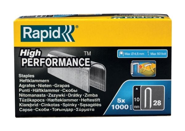 Rapid 11893510, Pakke med stifter, 1 cm, 5000 stifter, Metallisk, Rapid (merkevare), R28