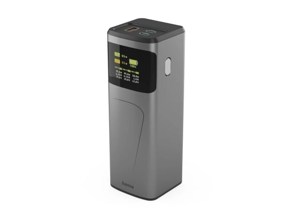 Hama High Power, 20000 mAh, Lithium-Ion (Li-Ion), Power Delivery 3.0, Quick Charge 3.0, 65 W, Grå
