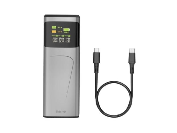 Hama High Power, 20000 mAh, Lithium-Ion (Li-Ion), Power Delivery 3.0, Quick Charge 3.0, 65 W, Grå