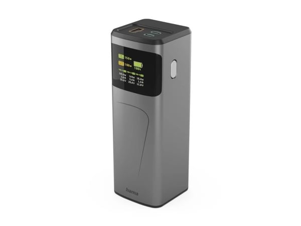 Hama High Power, 24000 mAh, Lithium-Ion (Li-Ion), Power Delivery 3.0, Quick Charge 3.0, 150 W, Grå Hama High Power, 24000 mAh, Lithium-Ion (Li-Ion), Power Delivery 3.0, Quick Charge 3.0, 150 W, Grå