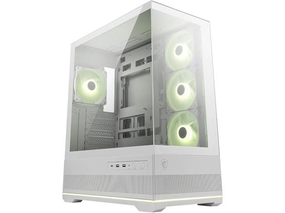 MSI MAG PANO 110R PZ - Mid tower - ATX - sidepanel med vindu (herdet glass) - ingen strømforsyning (ATX) - hvit - USB/lyd