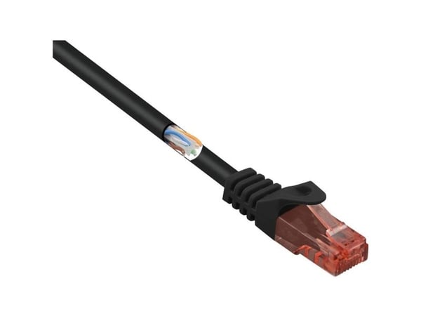 Renkforce RJ45 nettverkskabel/patchkabel CAT 6 U/UTP 1,00 m svart med låsebeskyttelse, halogenfri 1 stk