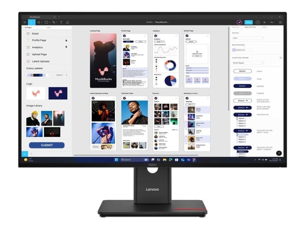 Lenovo ThinkVision T32UD-40 - LED-skjerm - 3840 x 2160 4K @ 60 Hz - IPS - 350 cd/m² - 1500:1 - HDR10 - 4 ms - eklipsesvart - med ThinkVision MC 60 ...