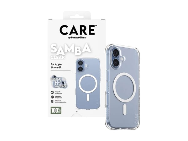 CARE by PanzerGlass Samba - Baksidedeksel for mobiltelefon - med hvit MagSafe - MagSafe-samsvar - termoplast-polyuretan (TPU) - blank - for Apple i...