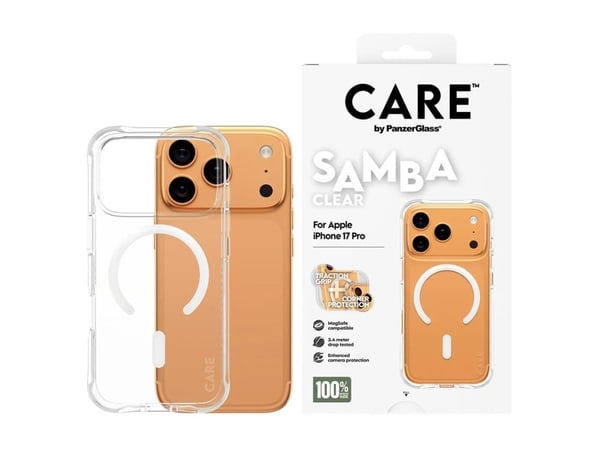 CARE by PanzerGlass Samba - Baksidedeksel for mobiltelefon - med hvit MagSafe - MagSafe-samsvar - termoplast-polyuretan (TPU) - blank - for Apple i...