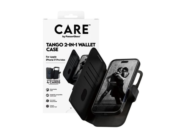 PanzerGlass CARE™ by ® Tango 2-in-1 Wallet Case w. MagSafe iPhone 17 Pro Max, Suojus, Apple, Apple - iPhone 17 Pro Max, musta PanzerGlass CARE™ by ® Tango 2-in-1 Wallet Case w. MagSafe iPhone 17 Pro Max, Suojus, Apple, Apple - iPhone 17 Pro Max, musta