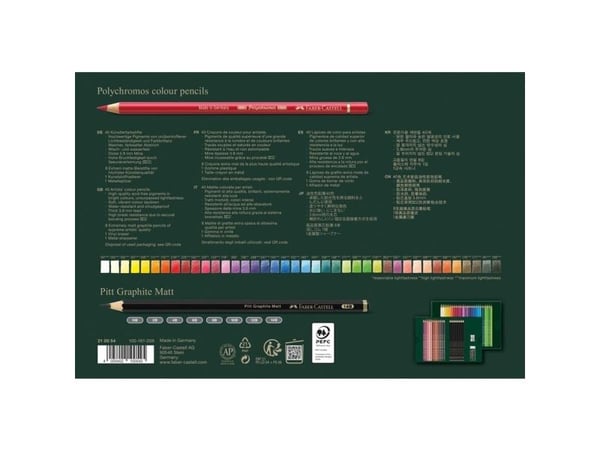 Faber-Castell Polychromos &amp; Pitt Graphite Matt Set, monivärinen, 48 kpl
