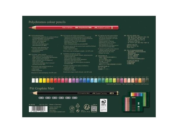 Faber-Castell Polychromos & Pitt Graphite Matt Set, Flerfarget, 38 stykker