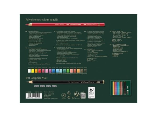 Faber-Castell Polychromos &amp; Pitt Graphite Matt Set, monivärinen, 21 kpl
