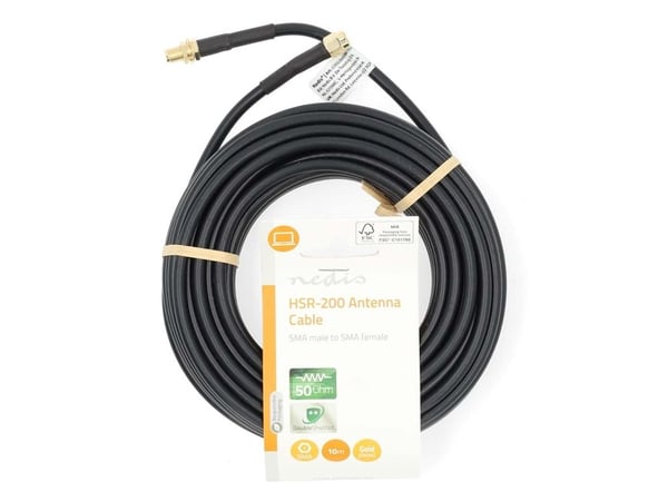 Nedis antennijohto | SMA uros | SMA naaras | 5,00 m kullattu | 50 Ohm | Kaksoissuojattu | Pyöreä | PVC | Musta | Etiketti | Label