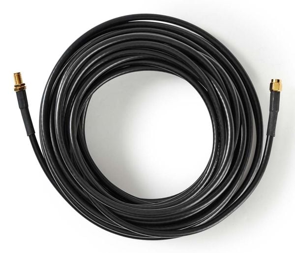 Nedis antennijohto | SMA uros | SMA naaras | 5,00 m kullattu | 50 Ohm | Kaksoissuojattu | Pyöreä | PVC | Musta | Etiketti | Label