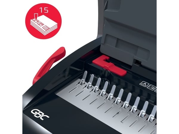 GBC CombBind® CB15 manuell innbindingsmaskin, kapasitet 165 ark Svart