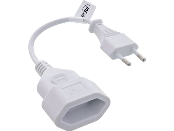InLine® Euro-jatkojohto, europistoke eurokytkimeen, valkoinen, 0,2 m