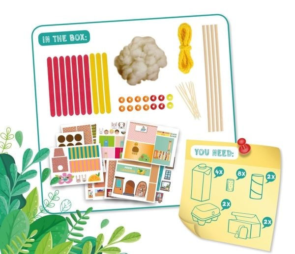 Lena Eco Upcycling Village, Håndverkssett for barn, 6 år, Flerfarget
