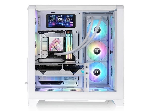 Thermaltake View 390 Air, Midi Tower, PC, Hvit, ATX, Micro ATX, Mini-ITX, SPCC, Herdet glass, Spilling