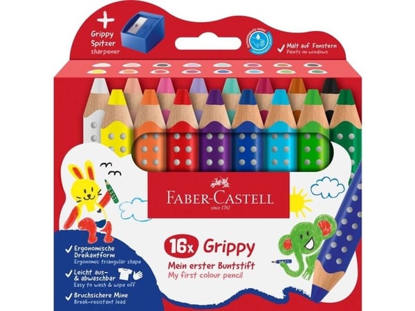 Faber-Castell 110645, Svart, Blå, Brun, Grønn, Lyseblå, Lysegrønn, Lyserosa, Oransje, Rosa, Lilla, Rød, Rosa,..., 16 stykker