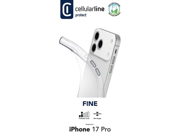 Cellularline FINECIPH17PROT, Suojus, Apple, iPhone 17 Pro, 16 cm (6.3"), Läpinäkyvä