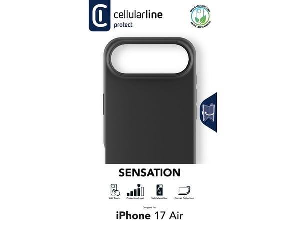 Cellularline SENSATIONIPH17MAXK, Etui, Apple, iPhone 17 Air, 16,8 cm (6.6"), Svart