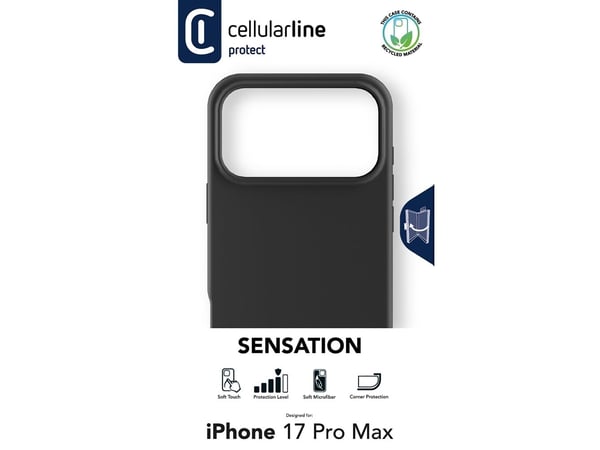 Cellularline SENSATIONIPH17PRMK, Etui, Apple, iPhone 17 Pro Max, 17,5 cm (6.9"), Svart