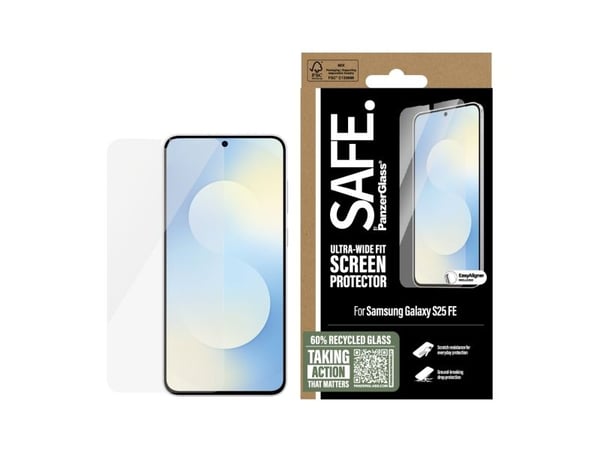 SAFE. by PanzerGlass - Skjermbeskyttelse for mobiltelefon - ultravid passform m. EasyAligner - glass - for Samsung Galaxy S25 FE