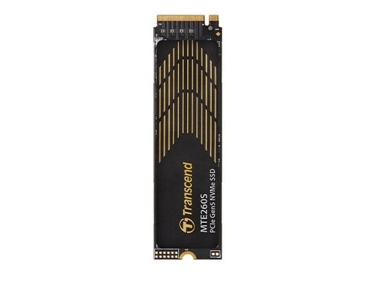Transcend TS1TMTE260S 260S PCIe SSD, 1 TB, M.2 2280, PCIe Gen5x4, NVMe 2.0, 3D TLC, Dram, kjøleribbe
