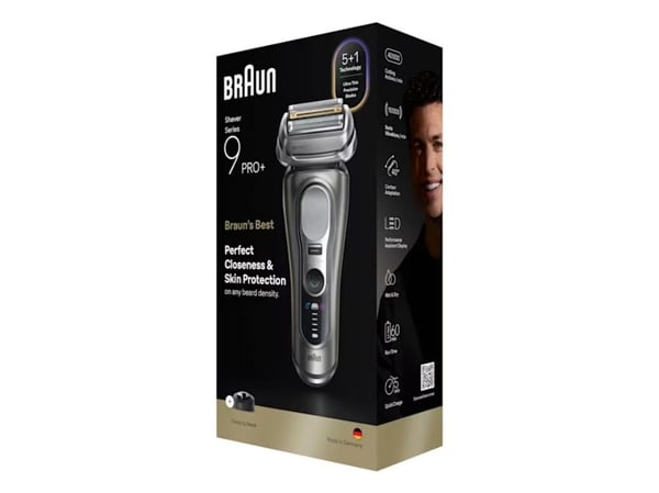 Braun Series 9 Pro+ 9615S, Folierakapparat, Svart, Grå, Rostfritt stål, Knappar, LED, AC/Batteri