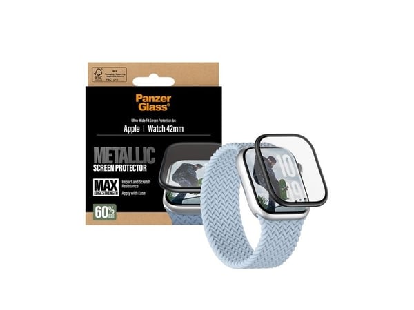 PanzerGlass ® Screen Protector Metallic Apple Watch Series 11 | 10 | 42mm, Apple, Apple - Watch Series 10 42mm, Apple - Watch Series 11 42mm, Tørr ...
