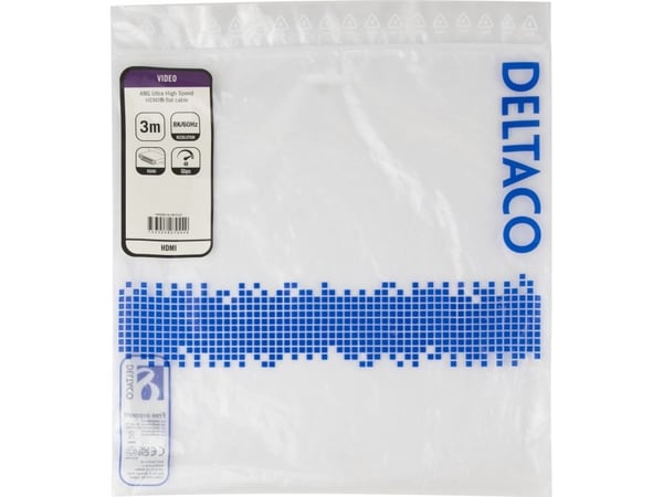 DELTACO - Ultra High Speed - HDMI-kabel - HDMI hann til HDMI hann - 3 m - svart - 4K 120 Hz støtte, 8 K 60 Hz (7680 x 4320) støtte