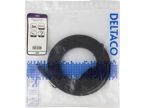 DELTACO - Ultra High Speed - HDMI-kabel - HDMI hann til HDMI hann - 3 m - svart - 4K 120 Hz støtte, 8 K 60 Hz (7680 x 4320) støtte