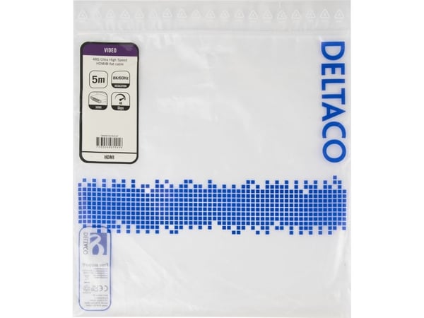 DELTACO - Ultra High Speed - HDMI-kabel - HDMI hann til HDMI hann - 5 m - svart - 4K 120 Hz støtte, 8 K 60 Hz (7680 x 4320) støtte