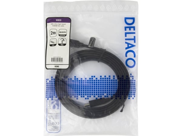 DELTACO - Ultra High Speed - HDMI-kabel - HDMI hann til HDMI hann - 2 m - svart - 4K 120 Hz støtte, 8 K 60 Hz (7680 x 4320) støtte