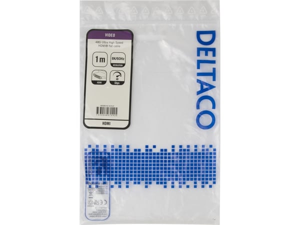 DELTACO - Ultra High Speed - HDMI-kabel - HDMI hann til HDMI hann - 1 m - svart - 4K 120 Hz støtte, 8 K 60 Hz (7680 x 4320) støtte
