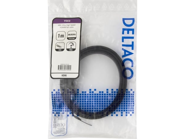 DELTACO - Ultra High Speed - HDMI-kabel - HDMI hann til HDMI hann - 1 m - svart - 4K 120 Hz støtte, 8 K 60 Hz (7680 x 4320) støtte