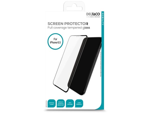 DELTACO - Skjermbeskyttelse for mobiltelefon - full pasning - glass - rammefarge svart - for Apple iPhone Air