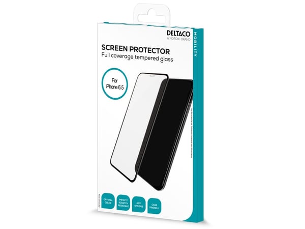 DELTACO - Skjermbeskyttelse for mobiltelefon - full pasning - glass - rammefarge svart - for Apple iPhone Air