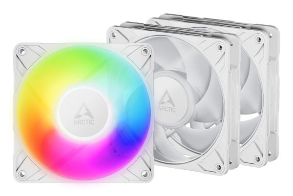 ARCTIC P12 Pro A-RGB - Kabinettvifte - med kabelspliter - 120 mm - hvit (en pakke 3)