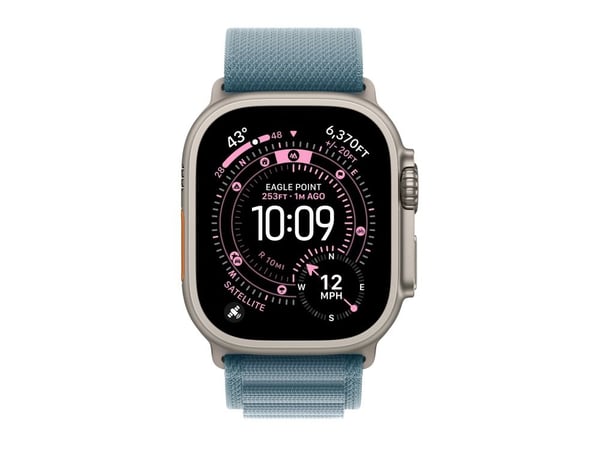Apple Watch Ultra 3 GPS + Cellular 49mm Natural Titanium Case with Light Blue Alpine Loop - Large