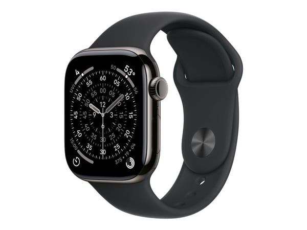 Apple Watch Series 11 GPS + Cellular 42mm Slate Titanium Case with Black Sport Band - S/M