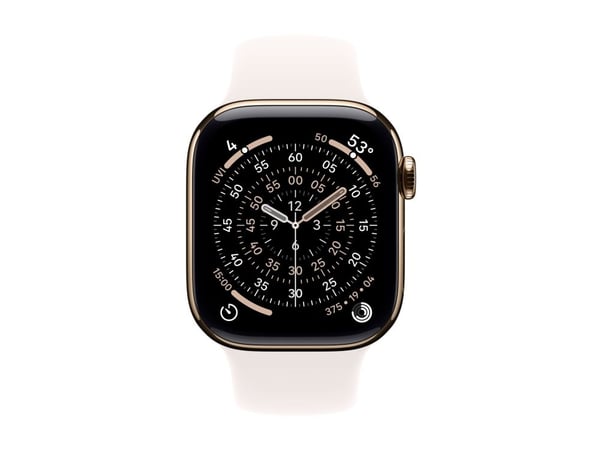 Apple Watch Series 11 GPS + Cellular 42mm Gold Titanium Case with Light Blush Sport Band - M/L