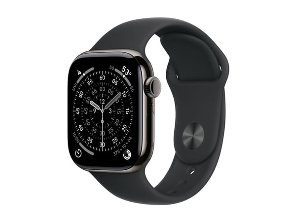 Apple Watch Series 11 GPS + Cellular 42mm Slate Titanium Case with Black Sport Band - M/L