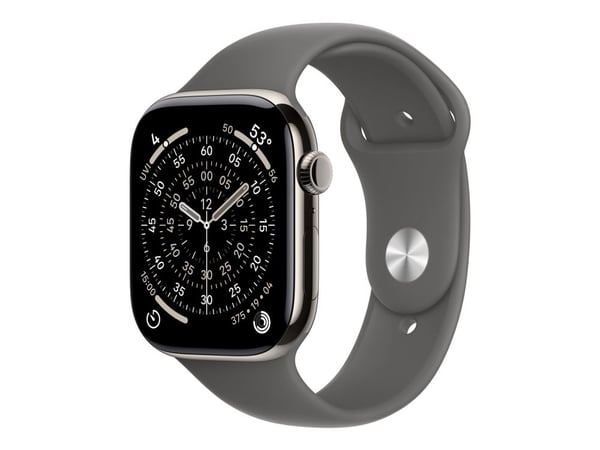 Apple Watch Series 11 GPS + Cellular 46mm Natural Titanium Case with Stone Grey Sport Band - M/L