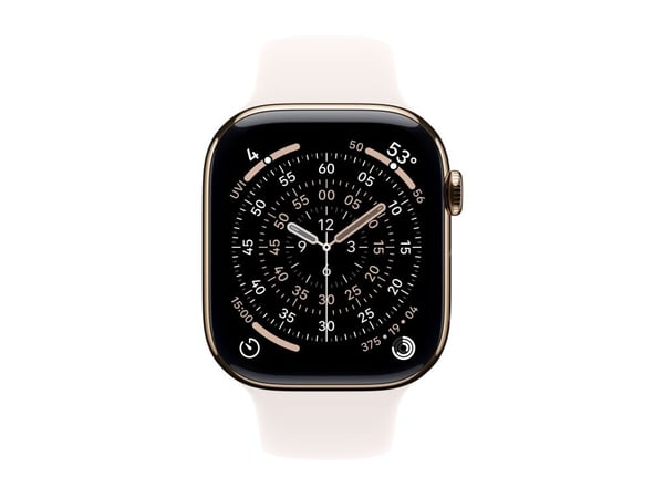 Apple Watch Series 11 GPS + Cellular 46mm Gold Titanium Case with Light Blush Sport Band - M/L