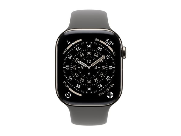 Apple Watch Series 11 GPS + Cellular 46mm Natural Titanium Case with Stone Grey Sport Band - S/M