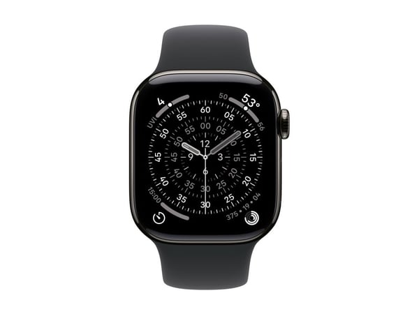 Apple Watch Series 11 GPS + Cellular 42mm Slate Titanium Case with Black Sport Band - M/L
