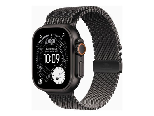 Apple Watch Ultra 3 GPS + Cellular 49mm Black Titanium Case with Black Titanium Milanese Loop - Small