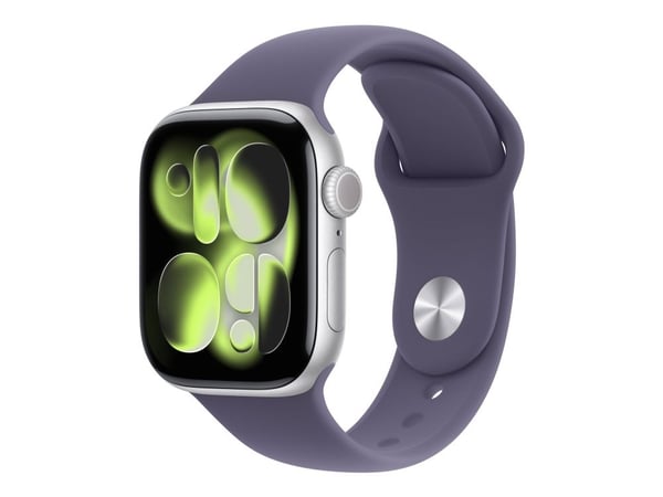 Apple Watch Series 11 GPS + Cellular 42mm Silver Aluminium Case with Purple Fog Sport Band - S/M